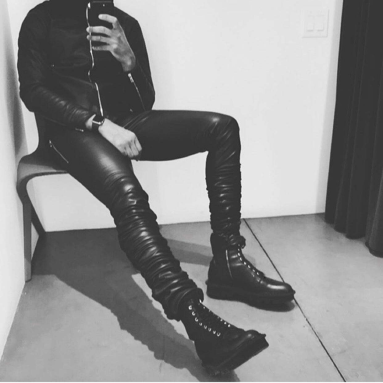 72" Inseam STRETCH LEATHER JEANS