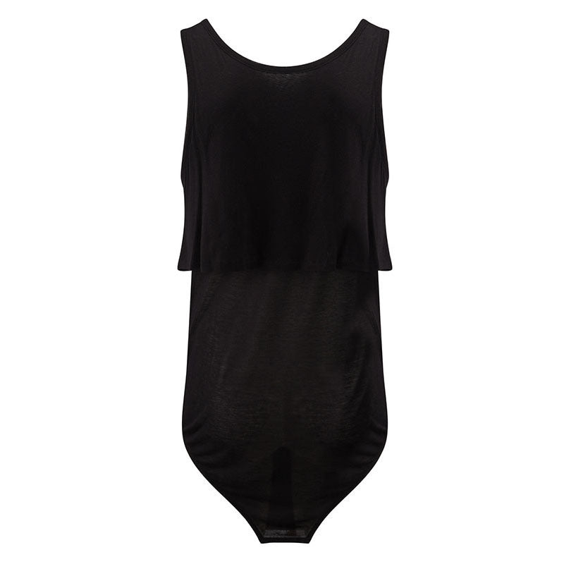 LAYERED LEATHER PLACKET TANK