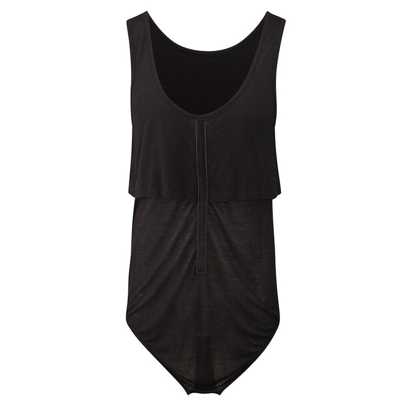 LAYERED LEATHER PLACKET TANK