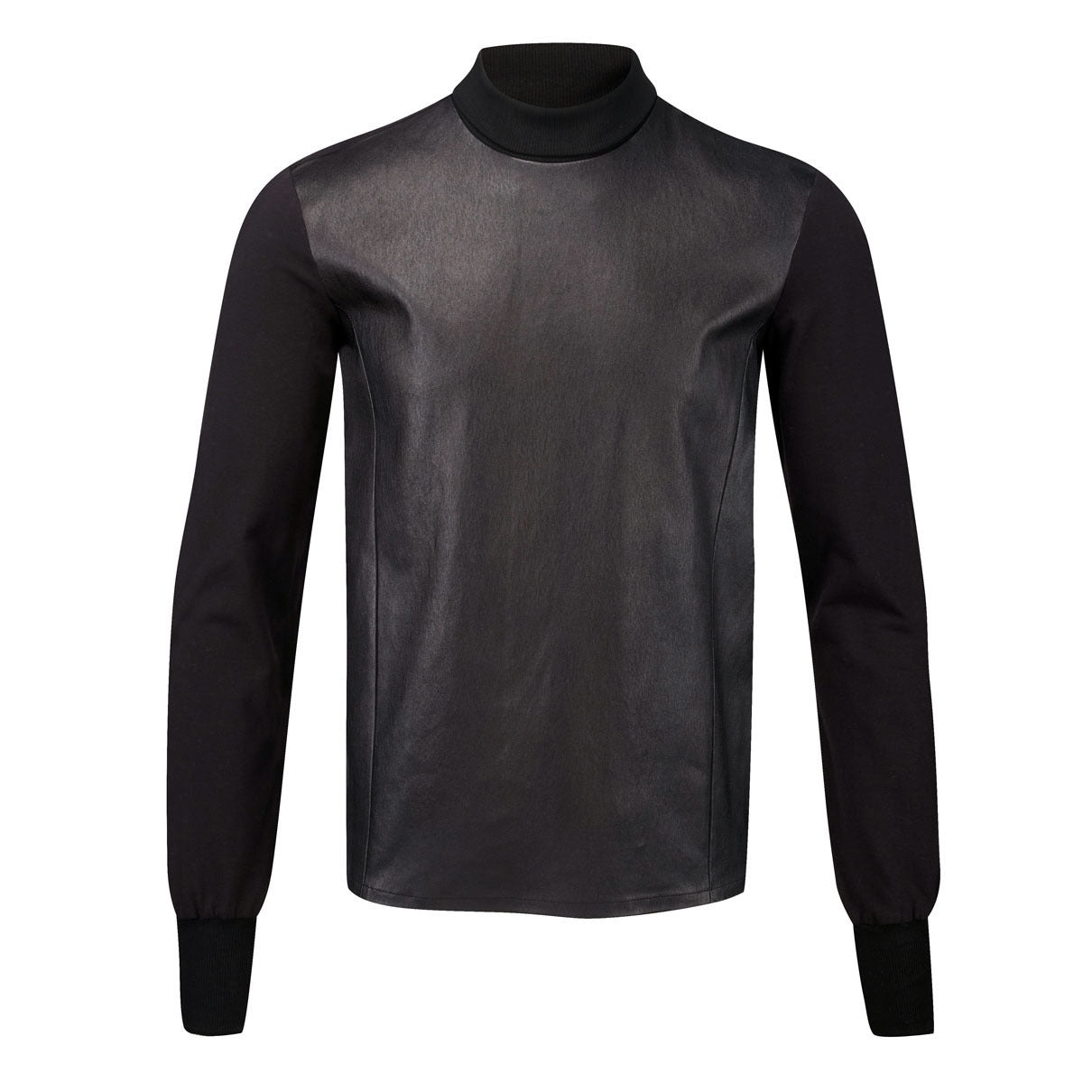 WOOL CONTRAST LEATHER SWEATER