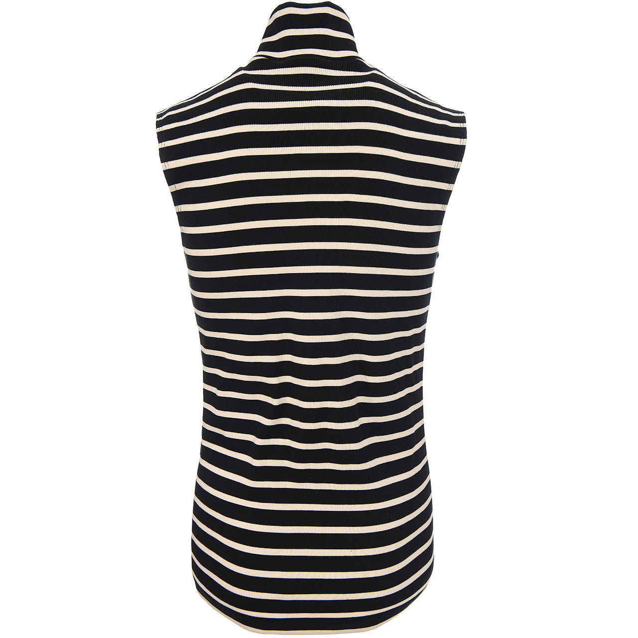 STRIPED SLEEVELESS TURLENECK