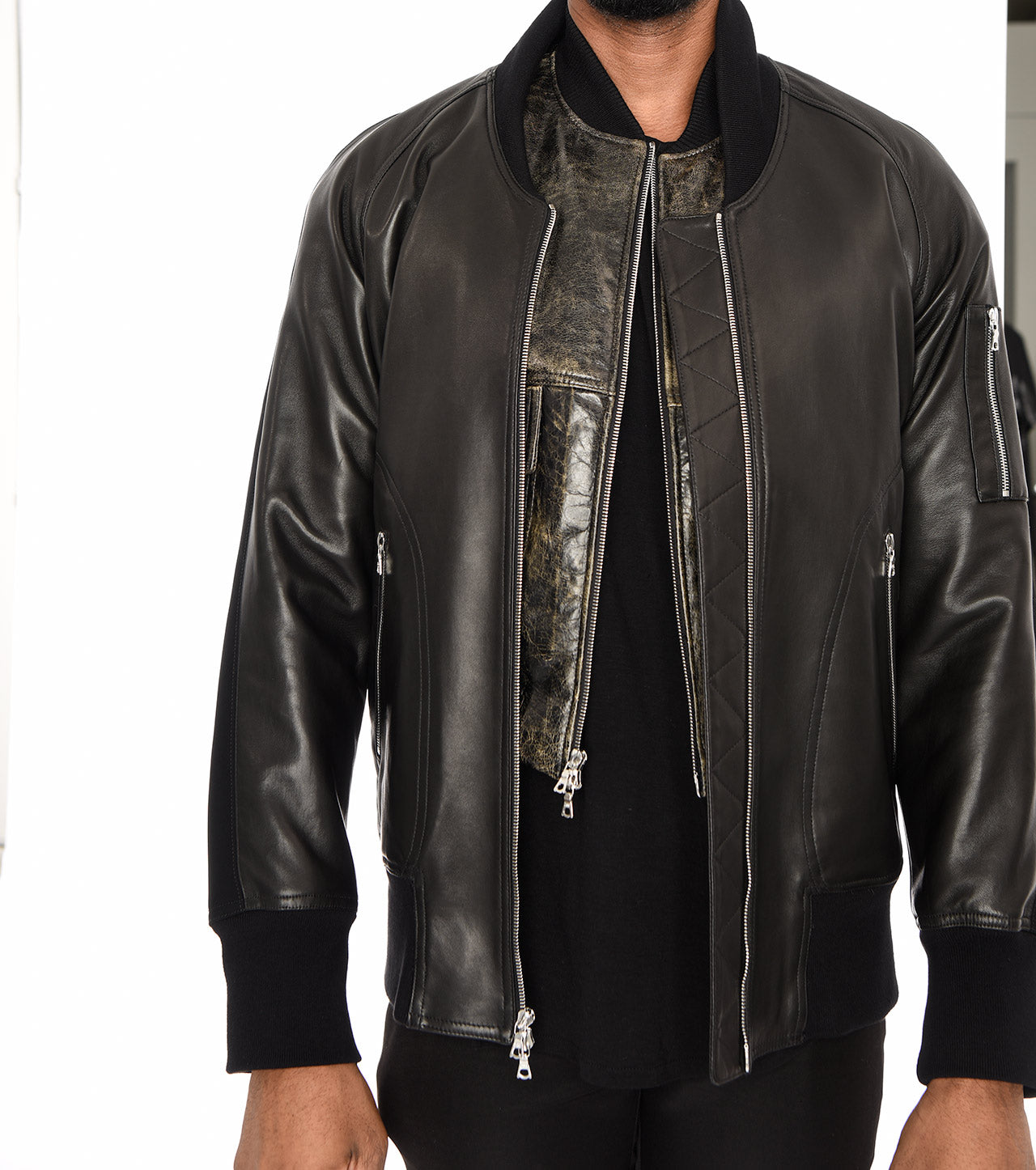 LEATHER BASEBALL JACKET