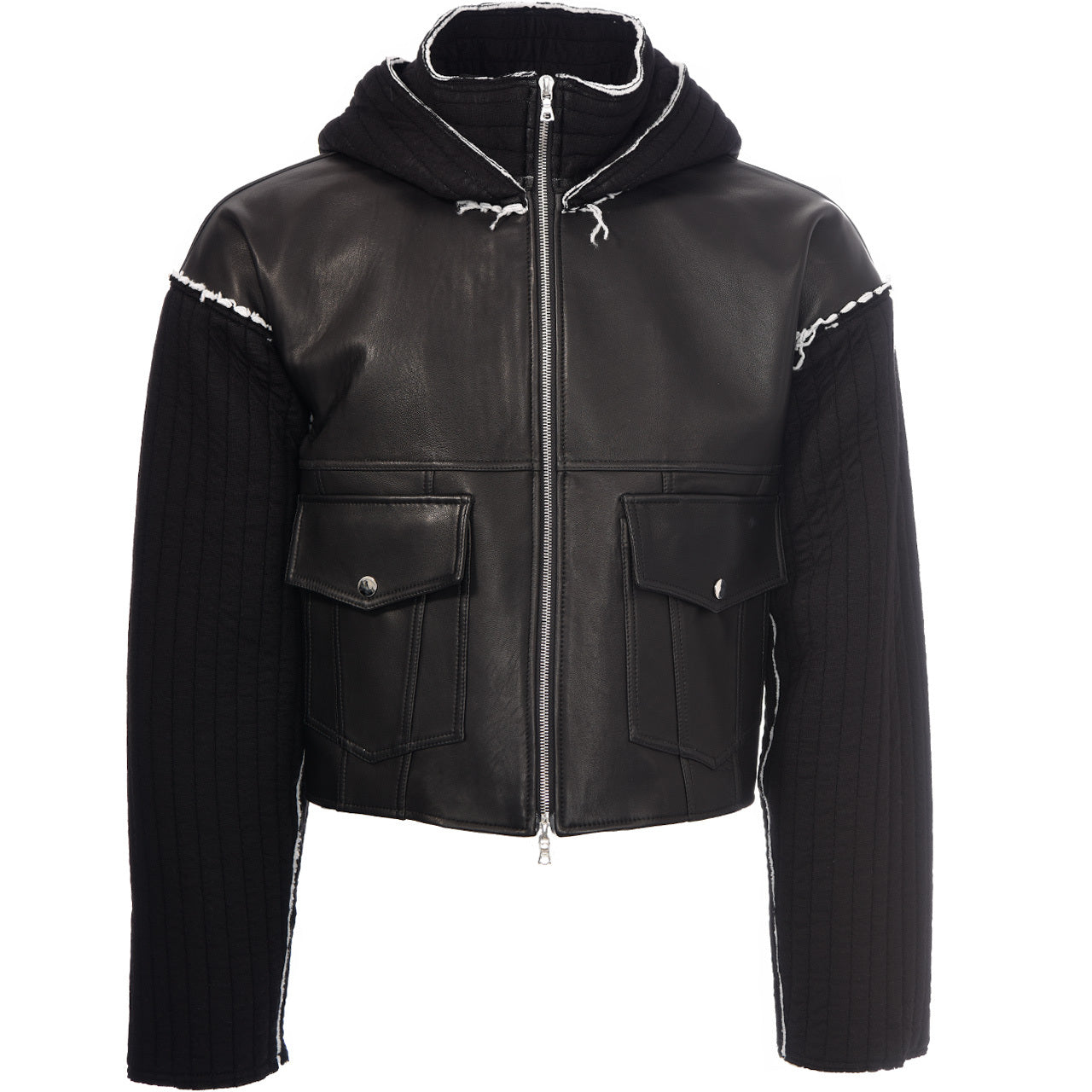 Tino Hooded Leather & Wool Jacket