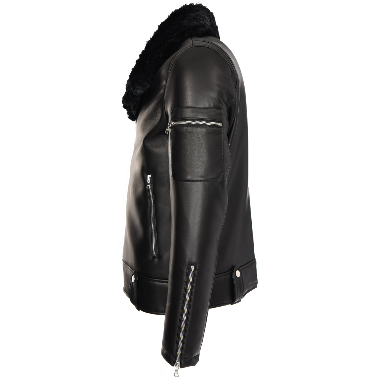 SHEARLING COLLAR LEATHER JACKET