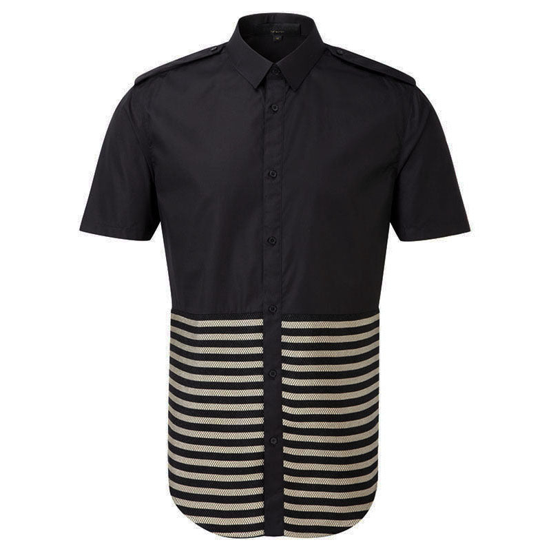 COLOR BLOCKED STRIPES SHIRT