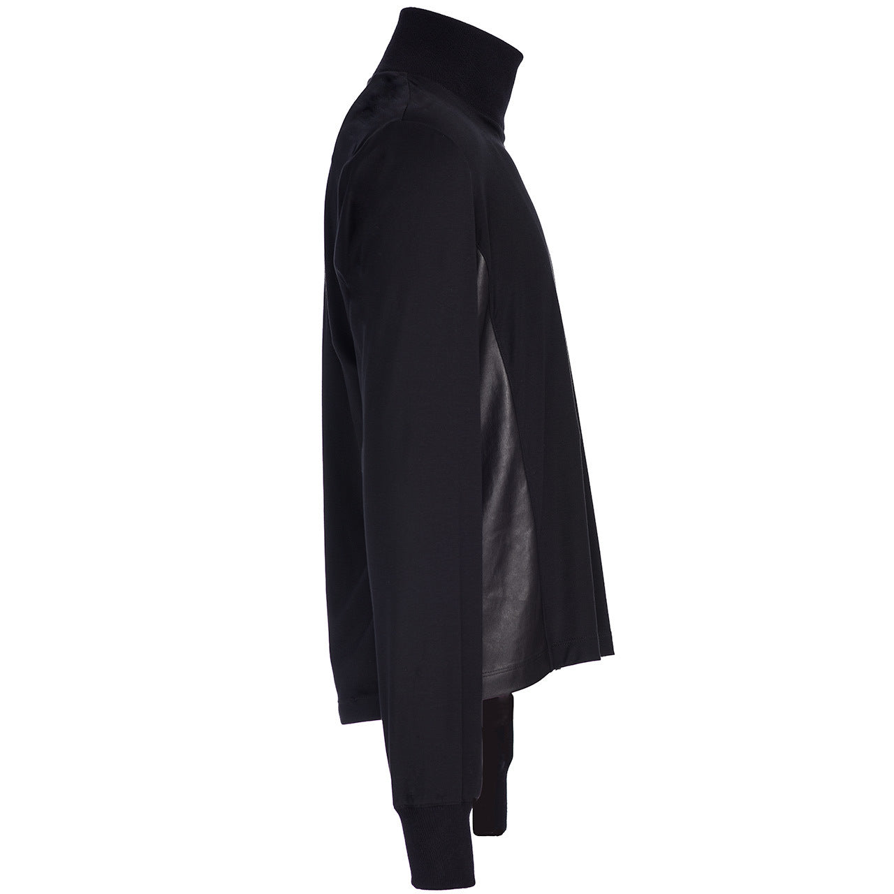 CONTRAST LEATHER WOOL SWEATER