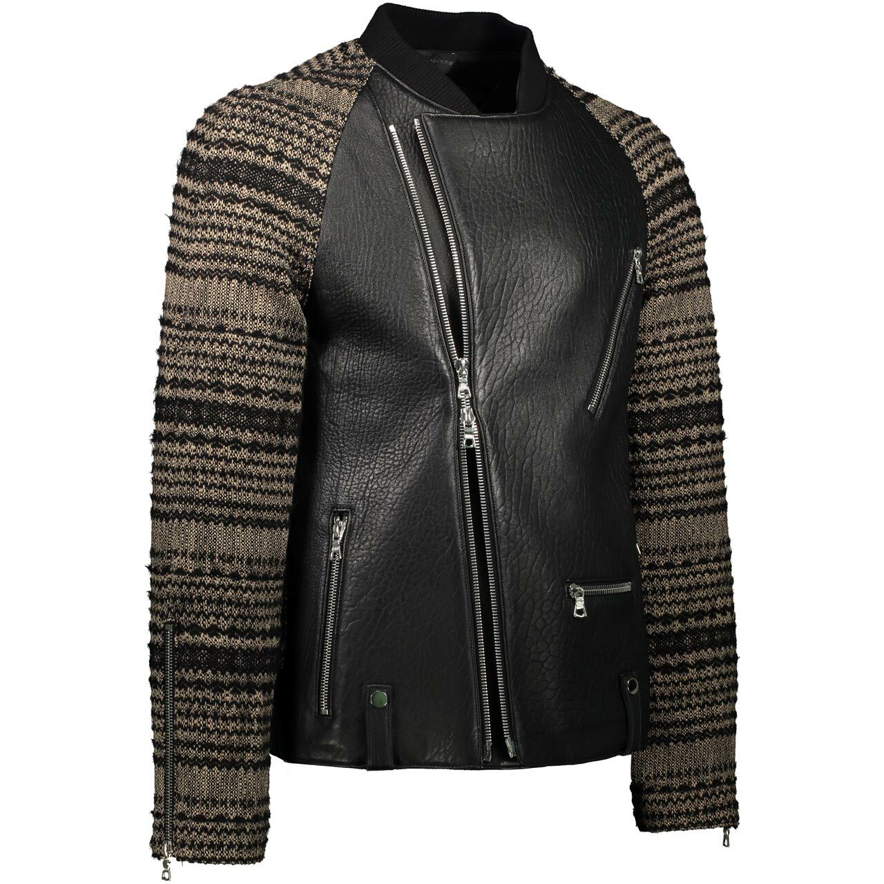 KNIT, RAGLAN LEATHER BIKER JACKETS