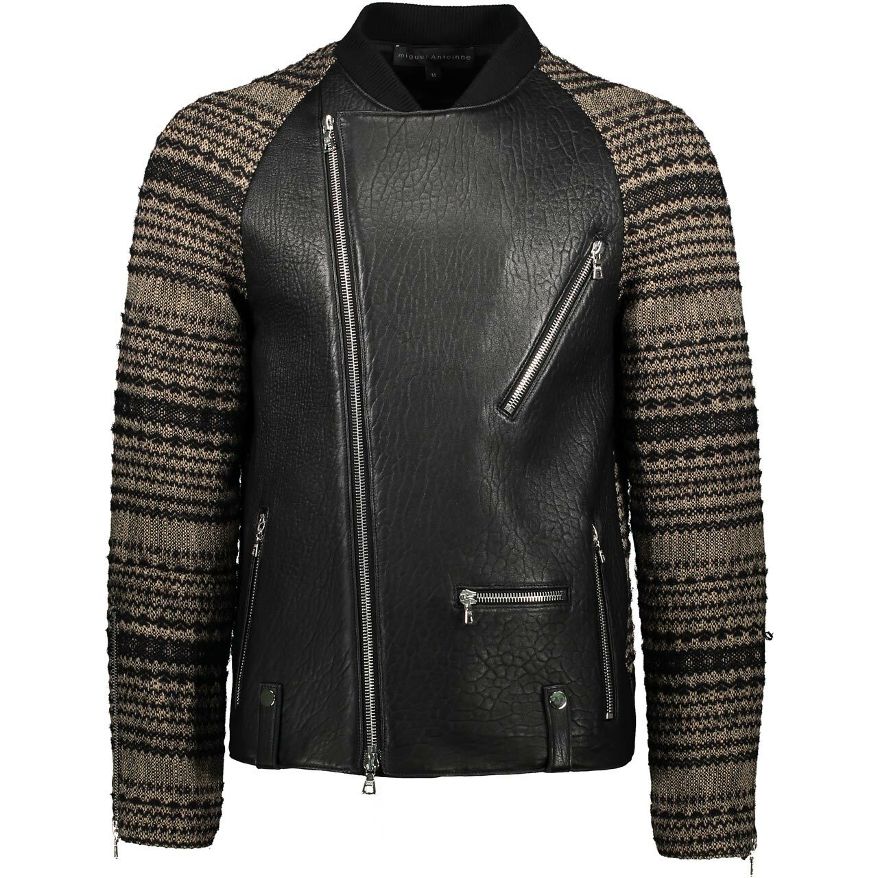 KNIT, RAGLAN LEATHER BIKER JACKETS