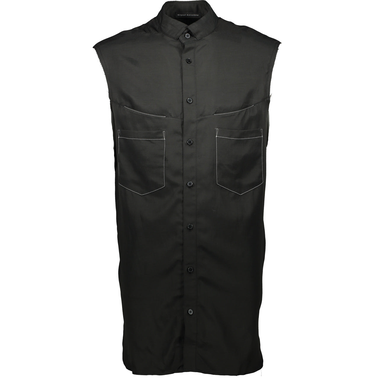 CONTRAST STITCH SLEEVELESS SHIRT