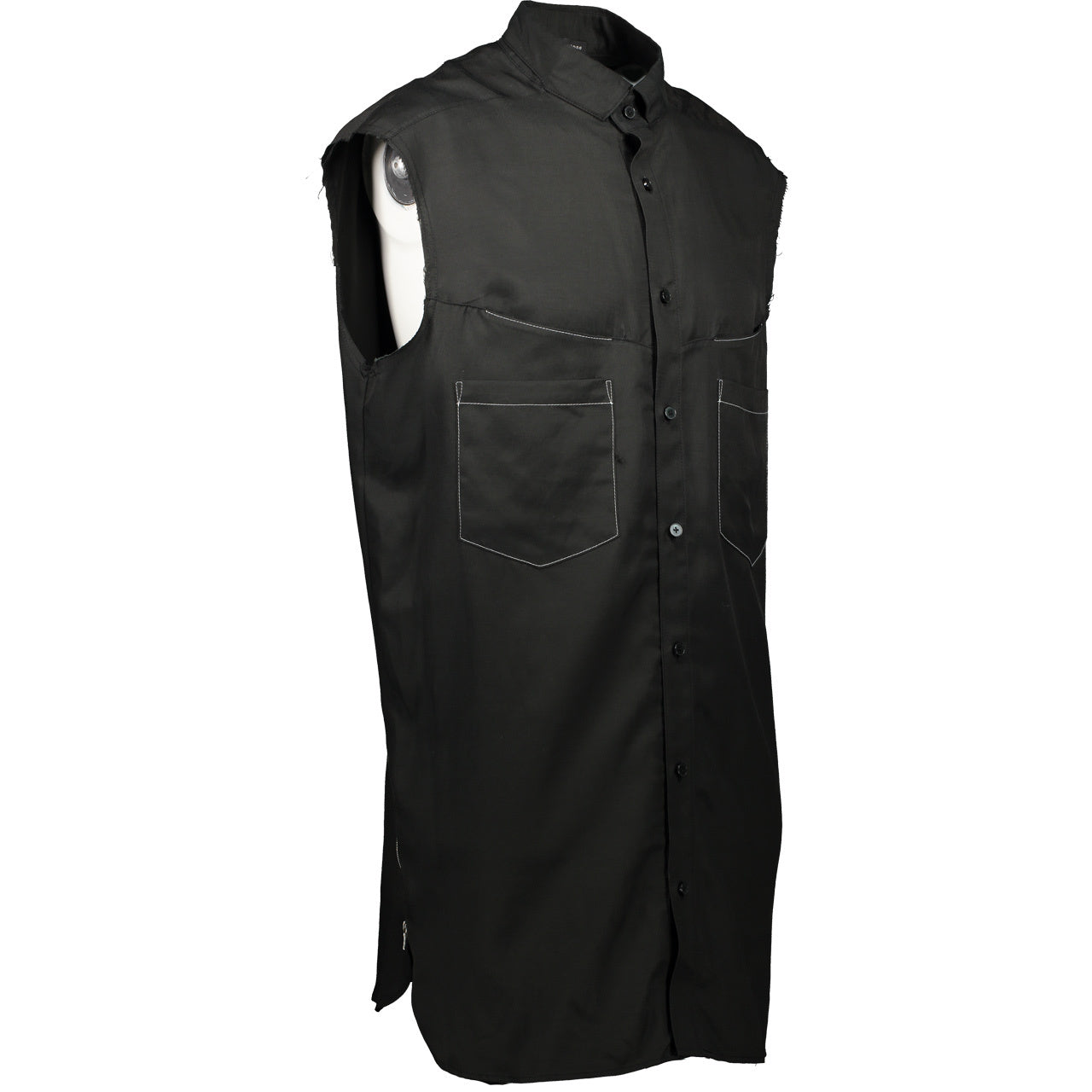 CONTRAST STITCH SLEEVELESS SHIRT