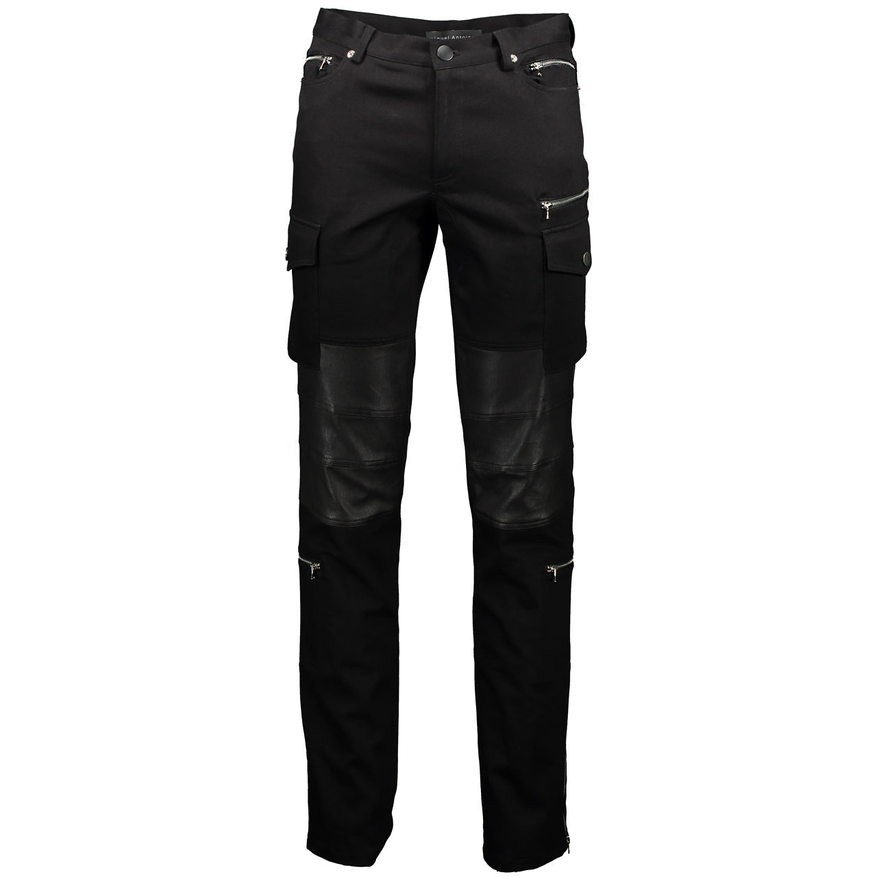 Premium Denim & Leather Biker Jeans