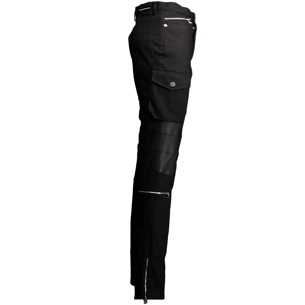 Premium Denim & Leather Biker Jeans