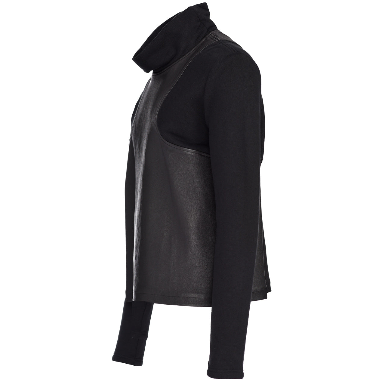 LEATHER BLOCKED SWEATSHIRT TURTLENECK