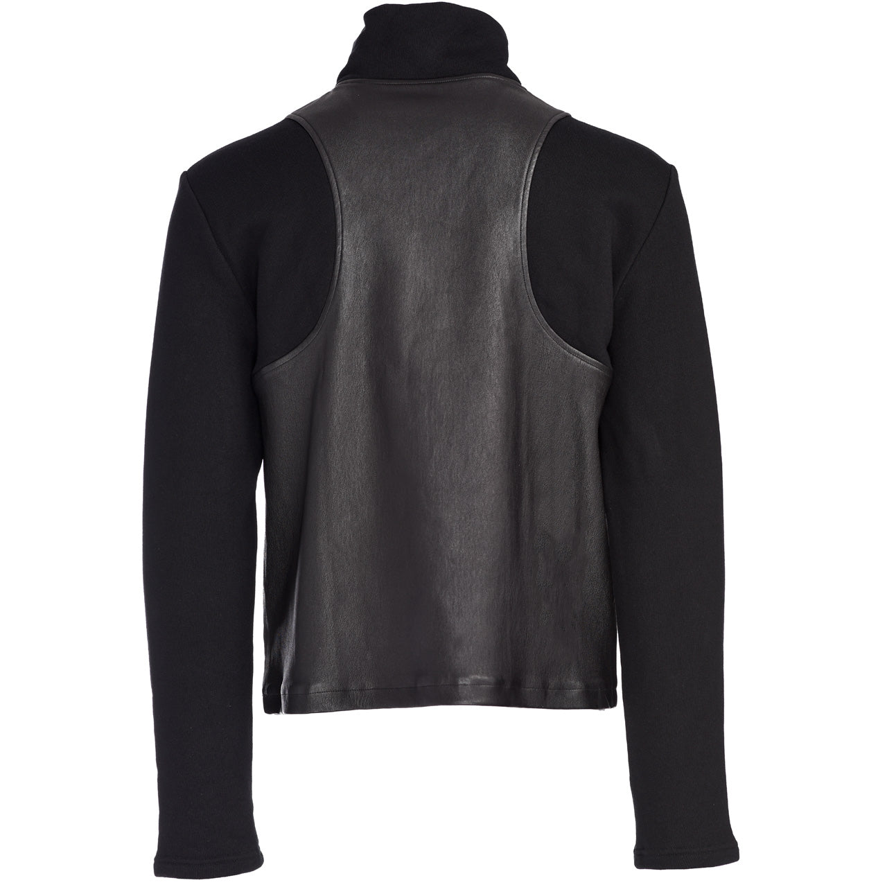 LEATHER BLOCKED SWEATSHIRT TURTLENECK