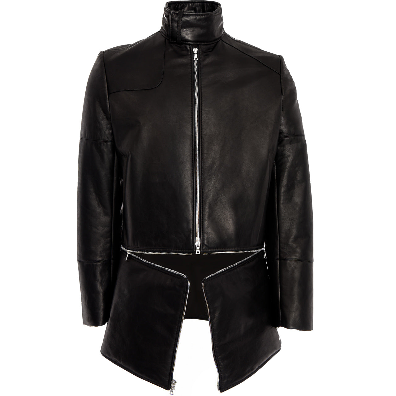 CONVERTIBLE LEATHER COAT JACKET