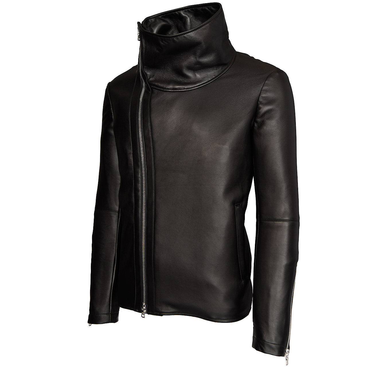 COWL NECK LEATHER JACKET