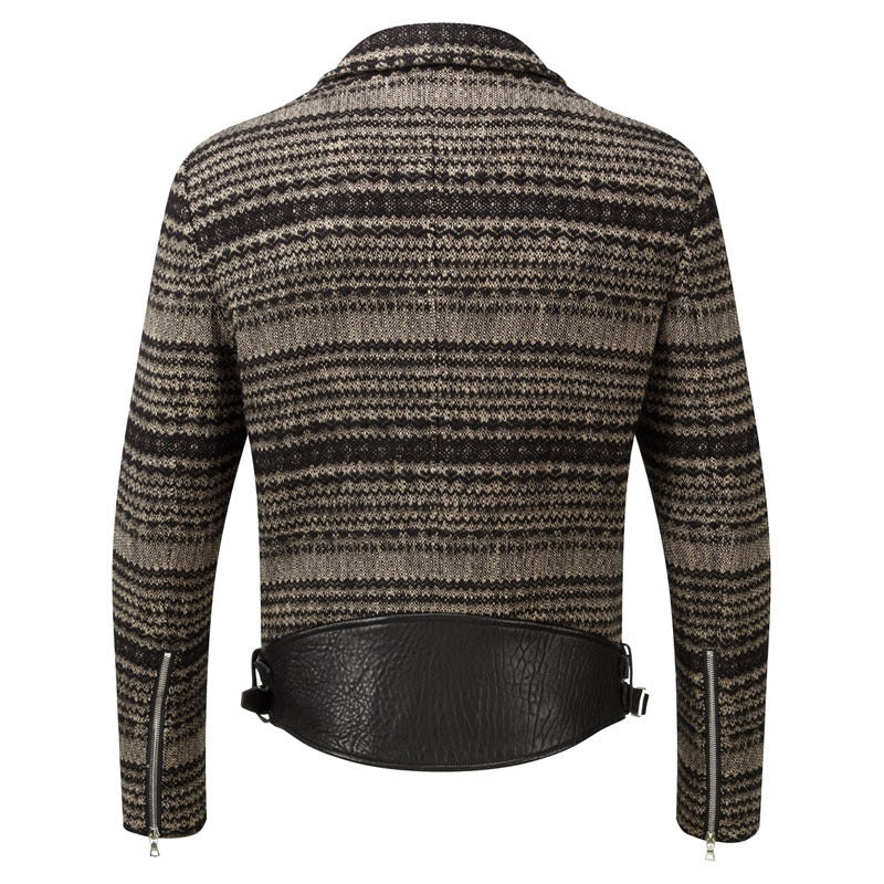 KNIT LEATHER BIKER JACKET
