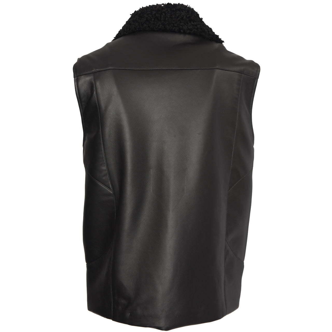 SHEARLING COLLAR LEATHER VEST