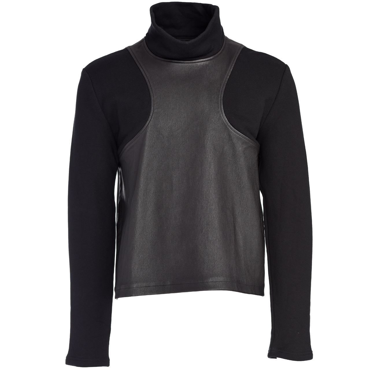 LEATHER BLOCKED SWEATSHIRT TURTLENECK