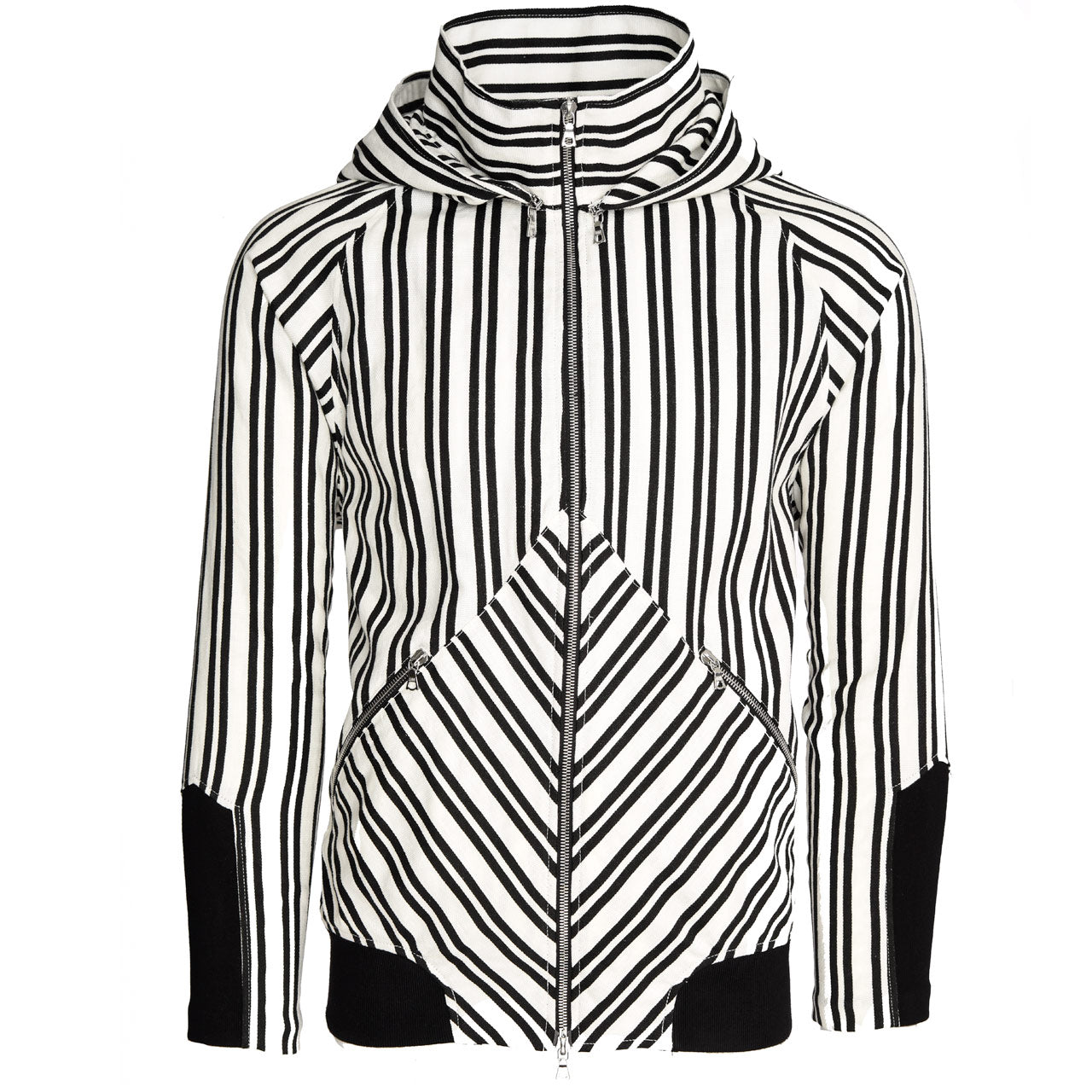 MOCK NECK STRIPED HOODIE