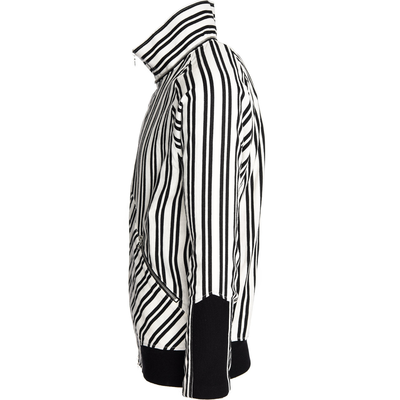 MOCK NECK STRIPED HOODIE