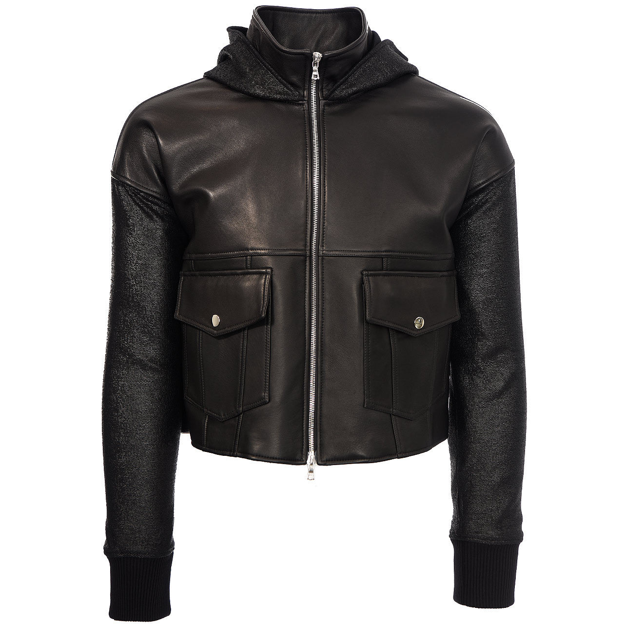 Leather Varsity Hoodie