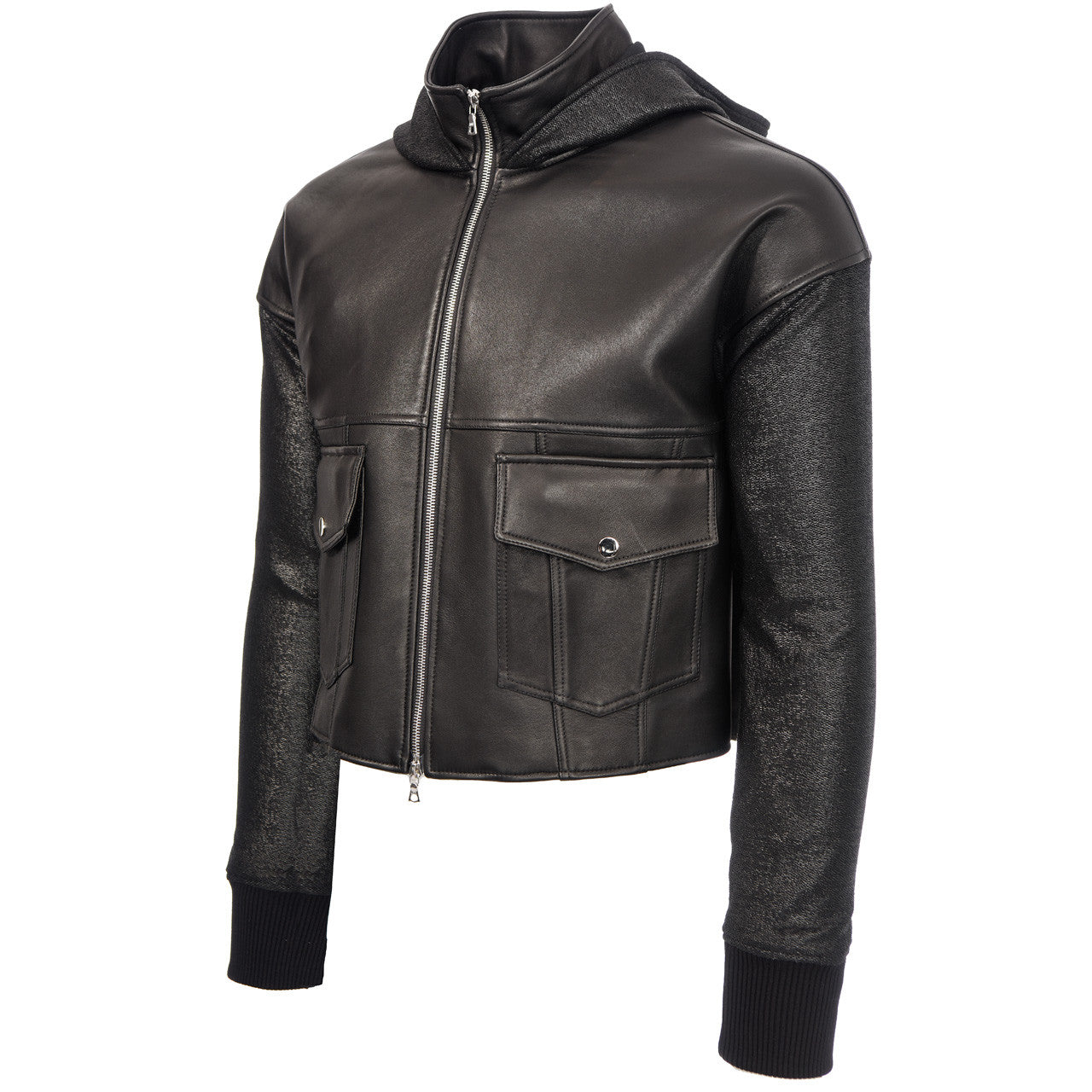 Leather Varsity Hoodie