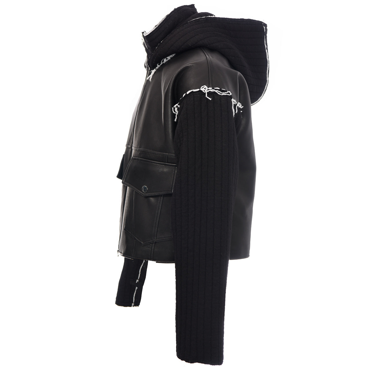 Tino Hooded Leather & Wool Jacket