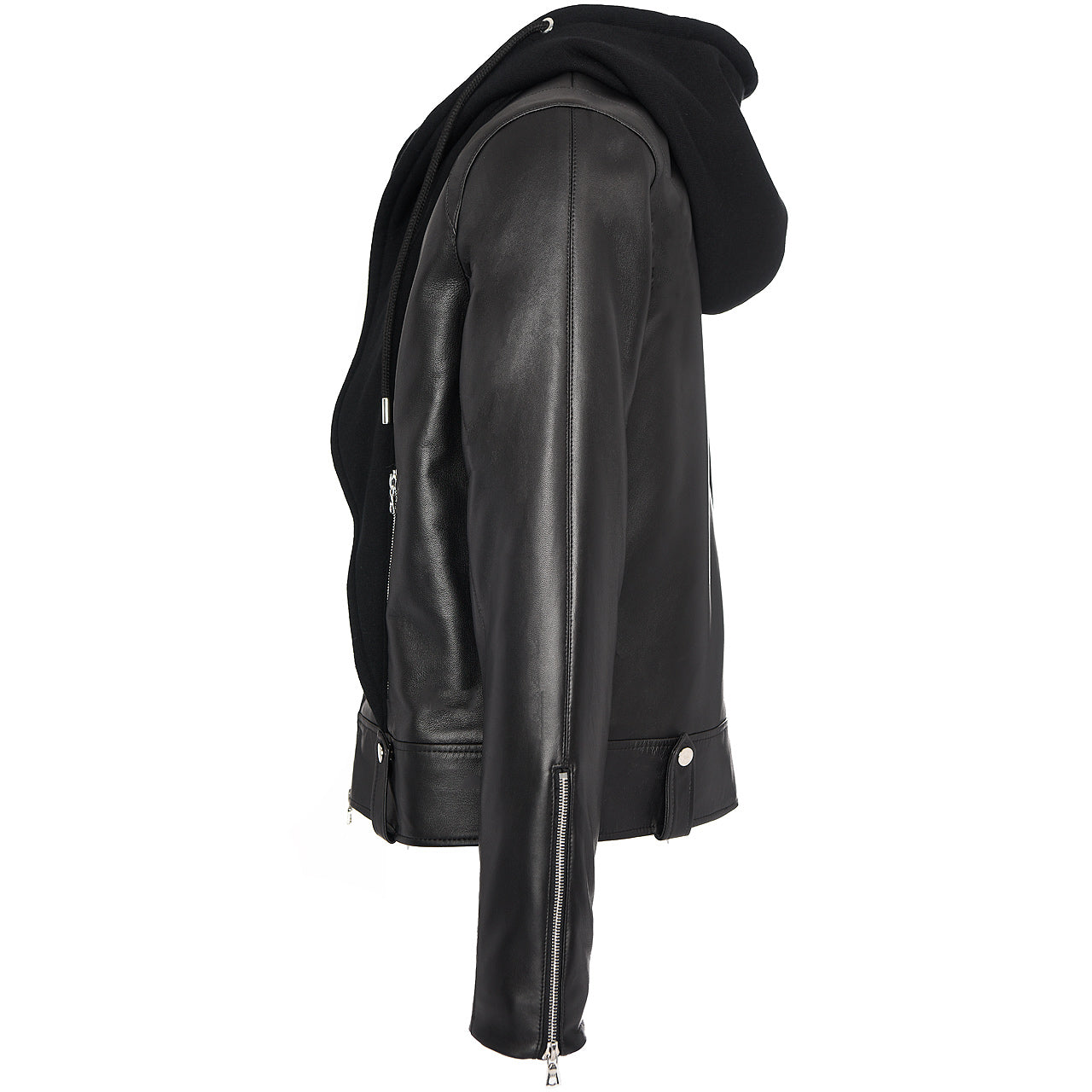 LEATHER SWEATSHIRT HOODIE JACKET