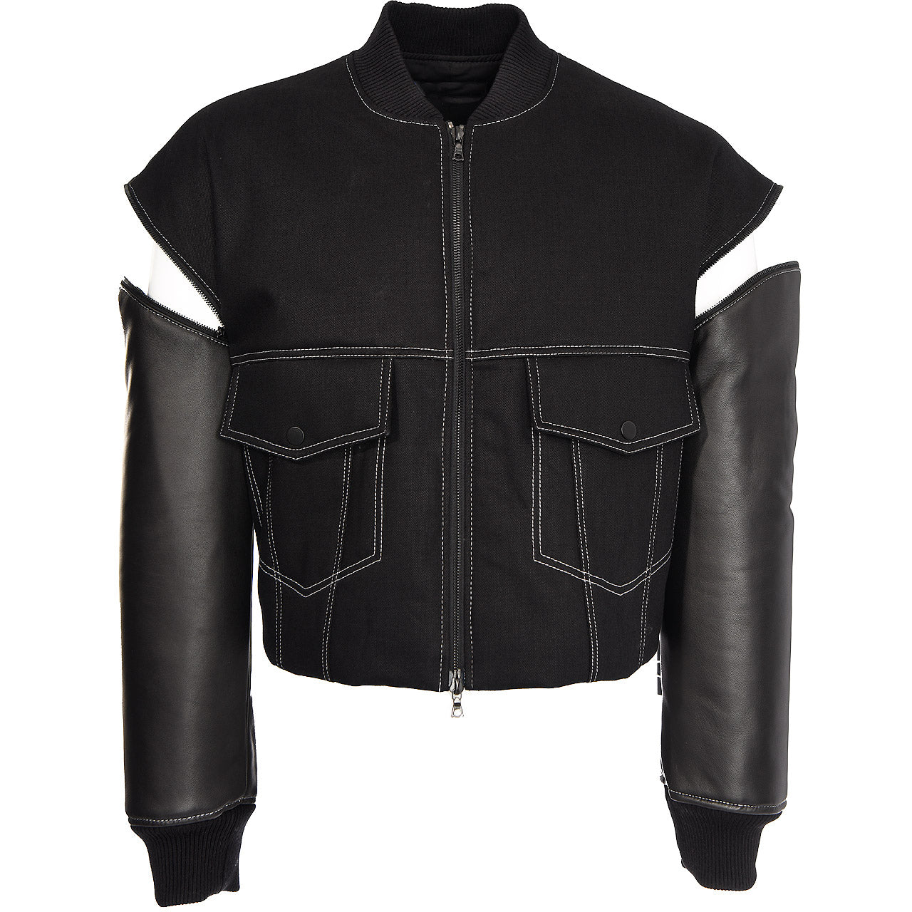 DENIM & LEATHER CONVERTIBLE JACKET