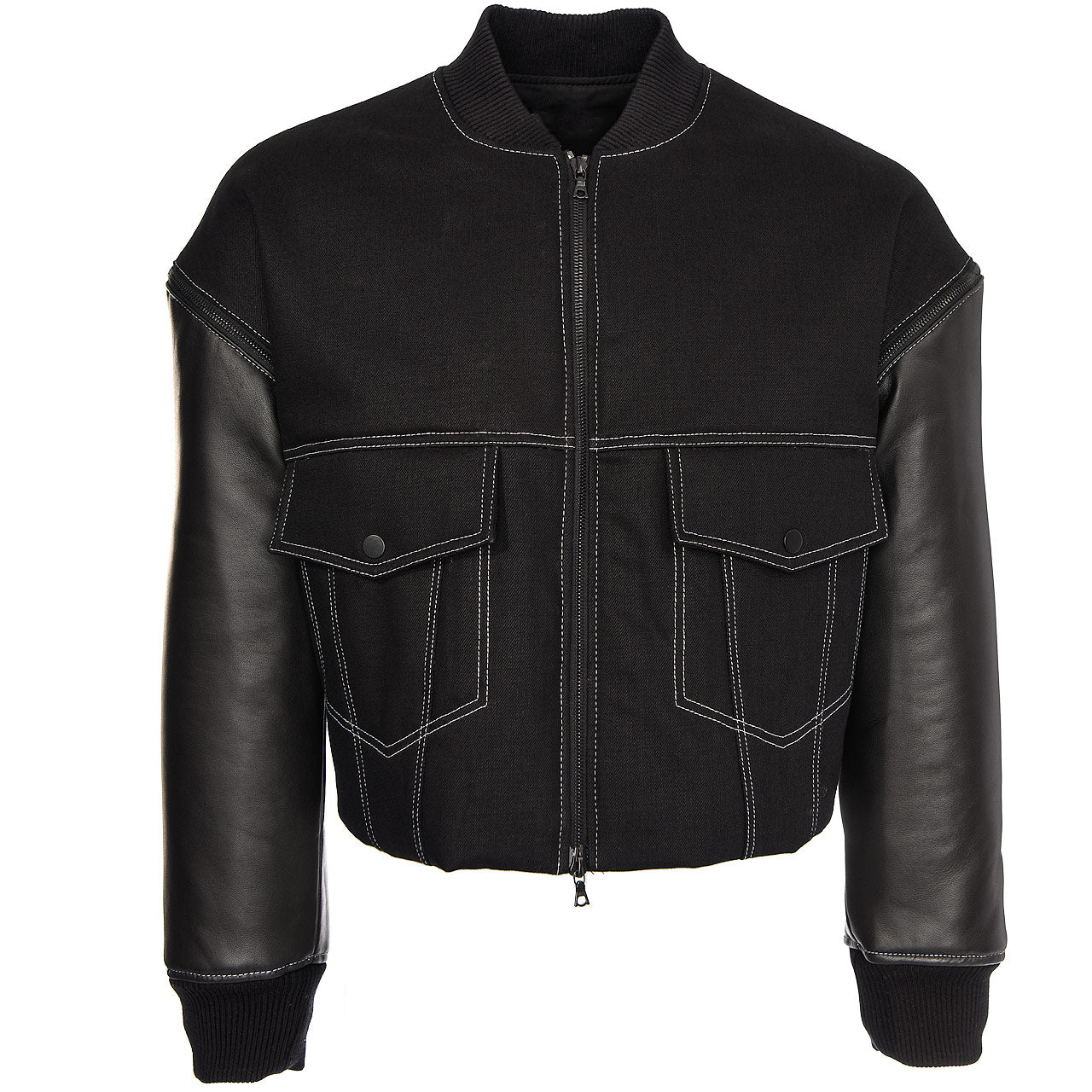 DENIM & LEATHER CONVERTIBLE JACKET