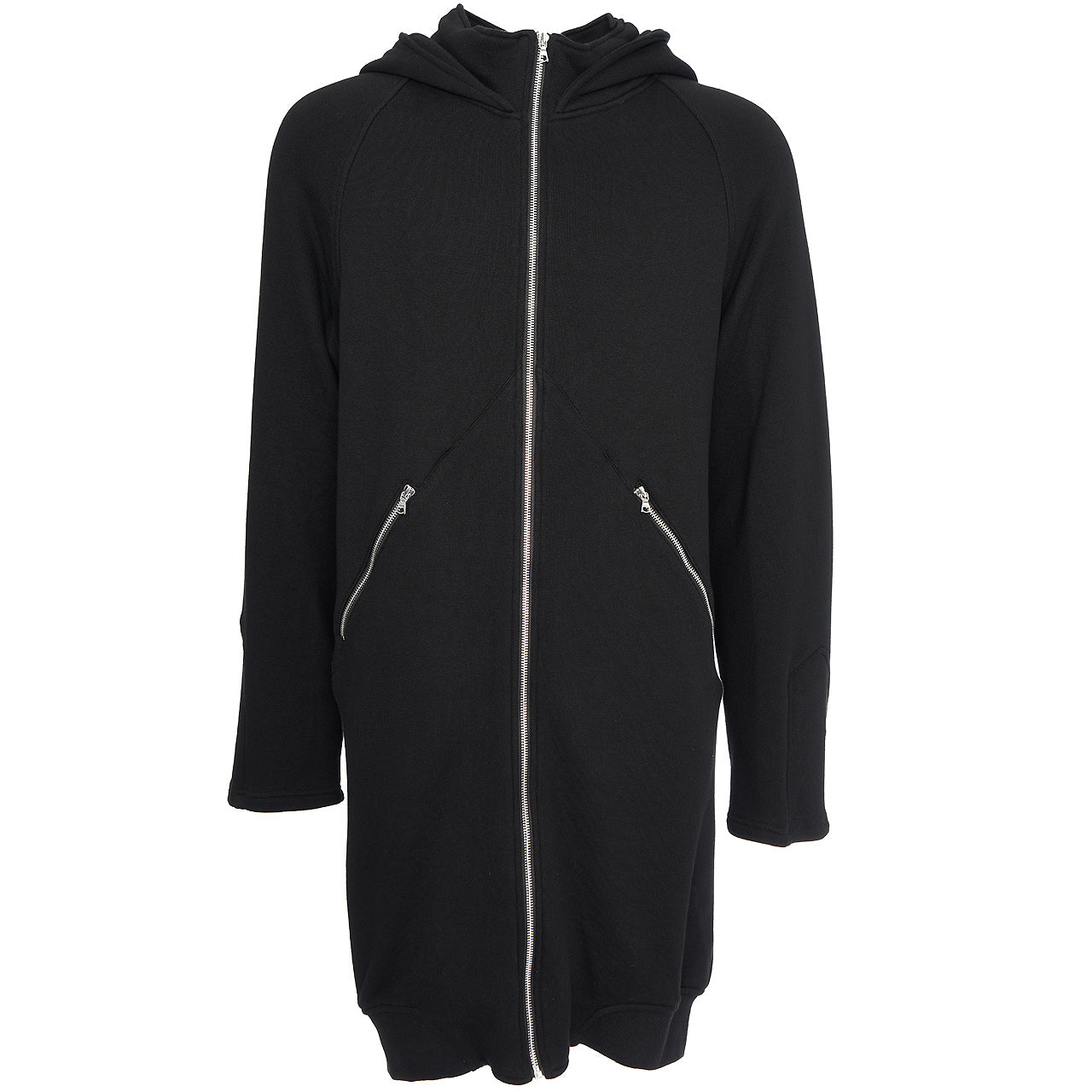 ELONGATED MOCK NECK HOODIE, BLACK