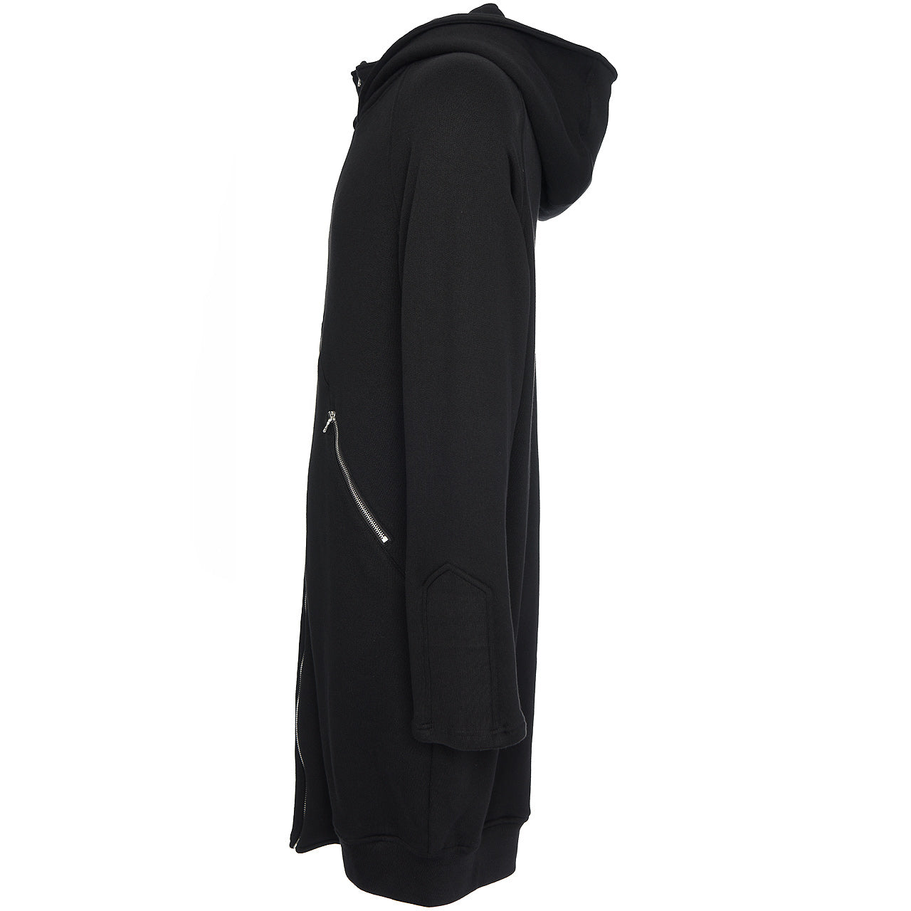 ELONGATED MOCK NECK HOODIE, BLACK