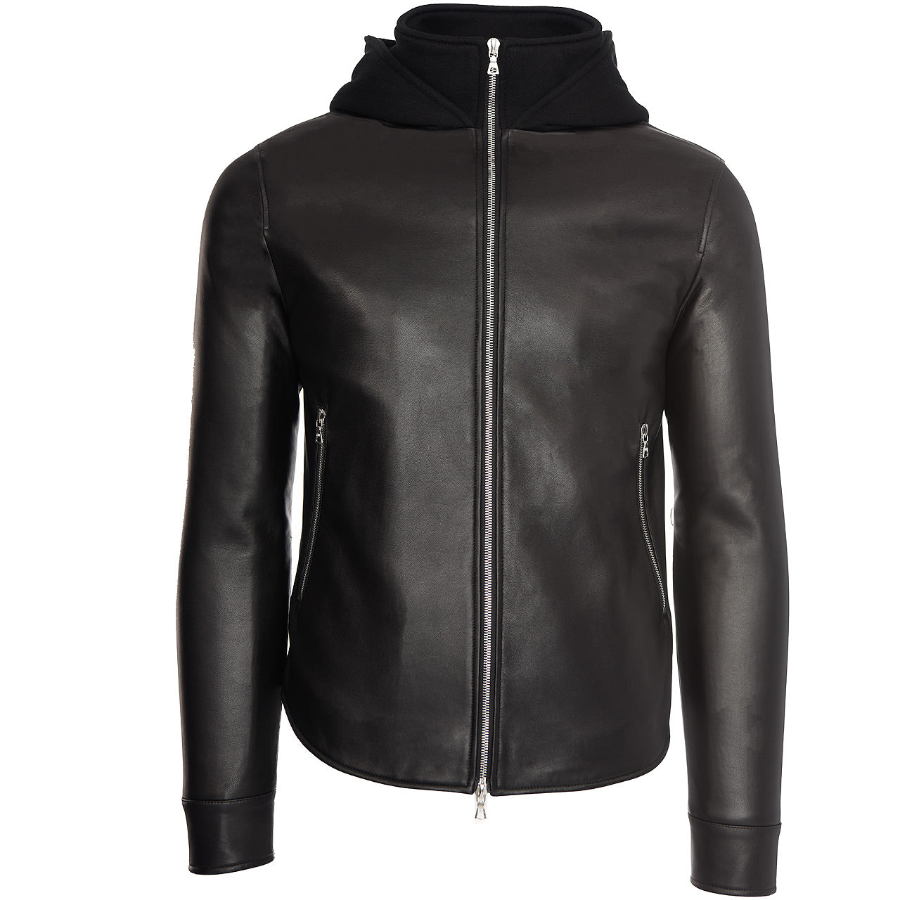 HOODED LEATHER JACKET