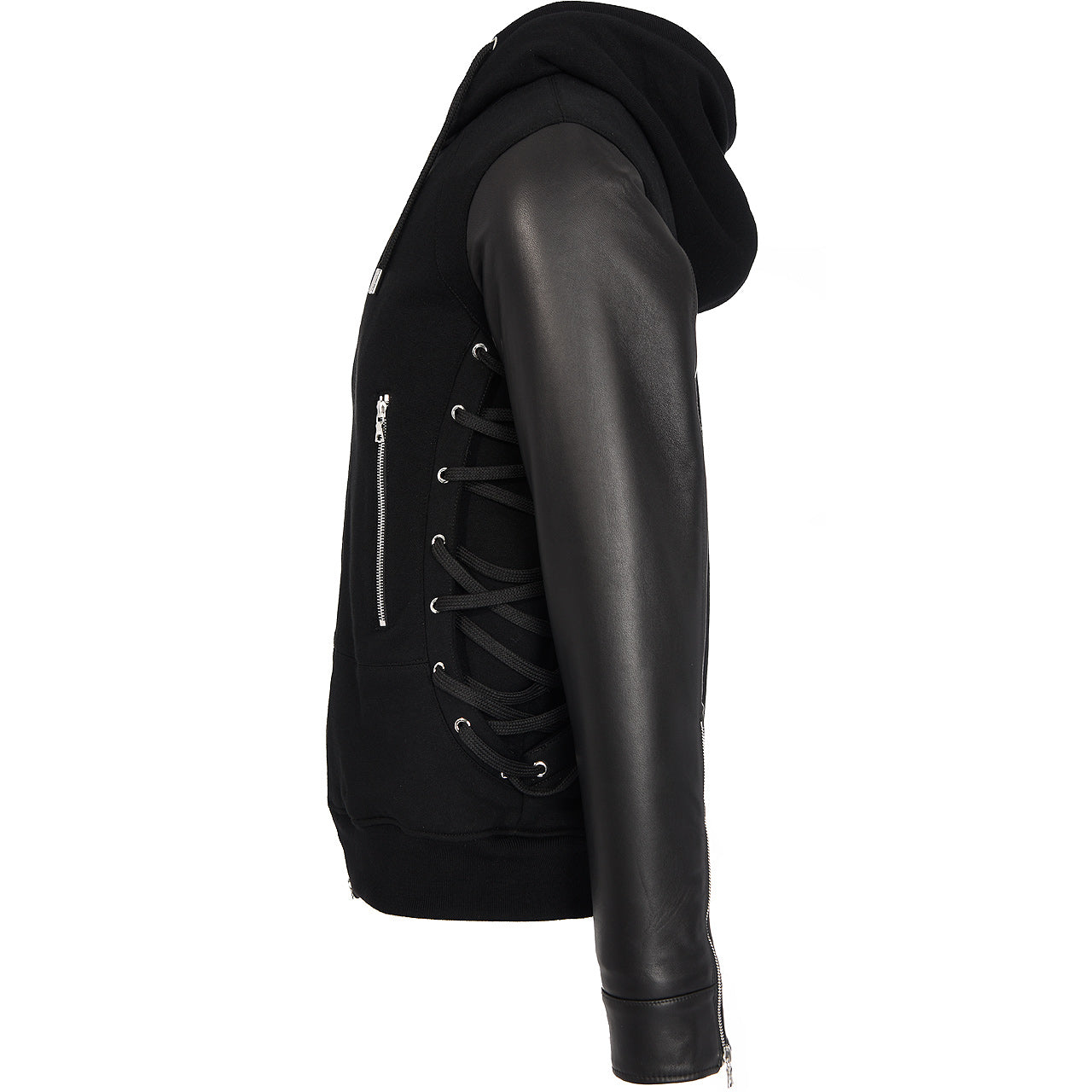 HYBRID LEATHER SWEAT HOODIE