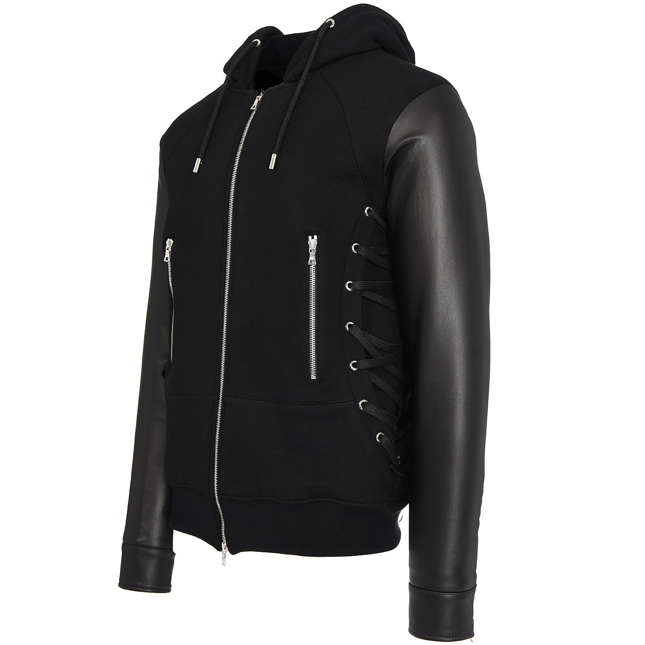 HYBRID LEATHER SWEAT HOODIE
