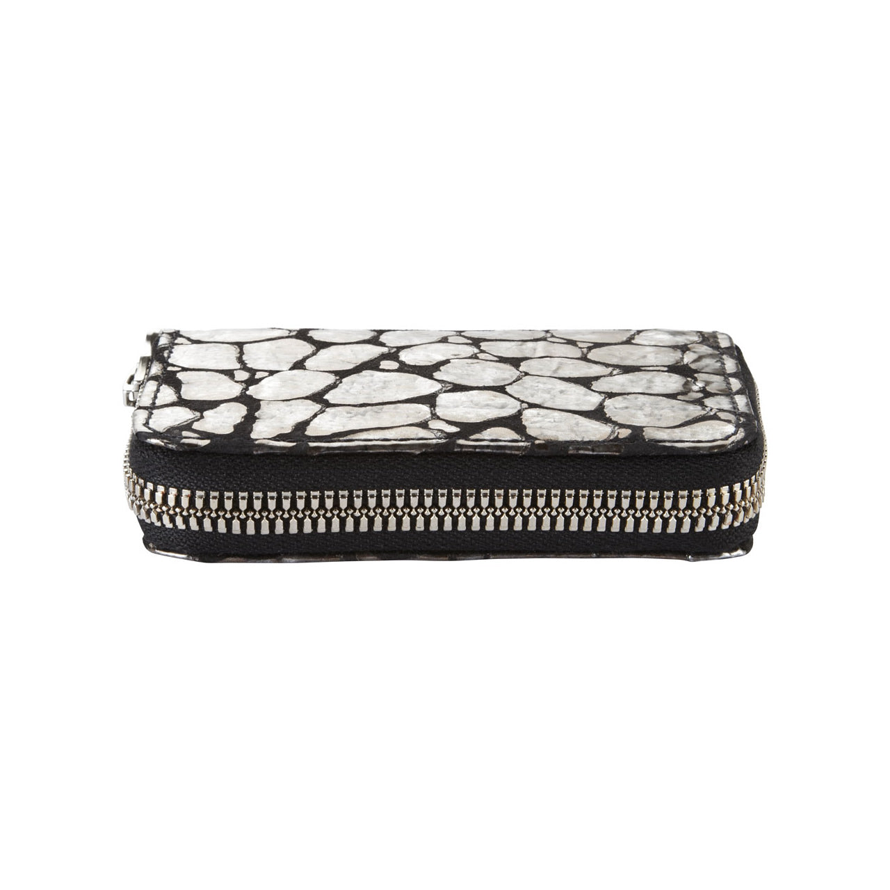 CHIOGGIO LEATHER ZIP WALLET SILVER