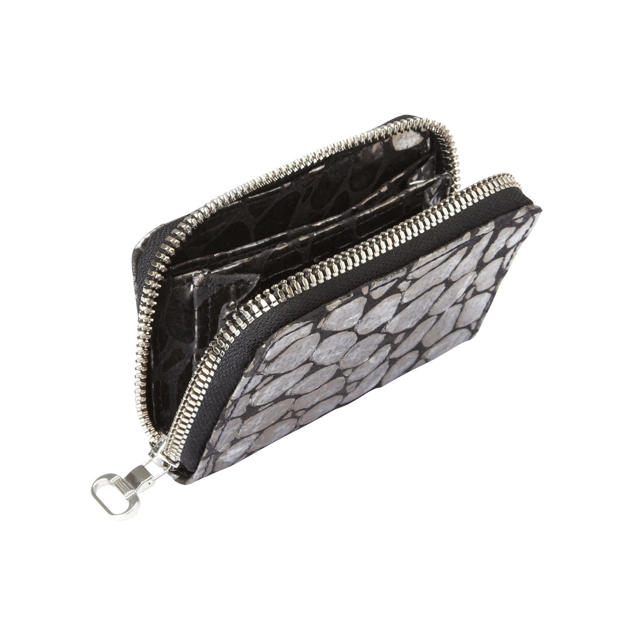 CHIOGGIO LEATHER ZIP WALLET SILVER