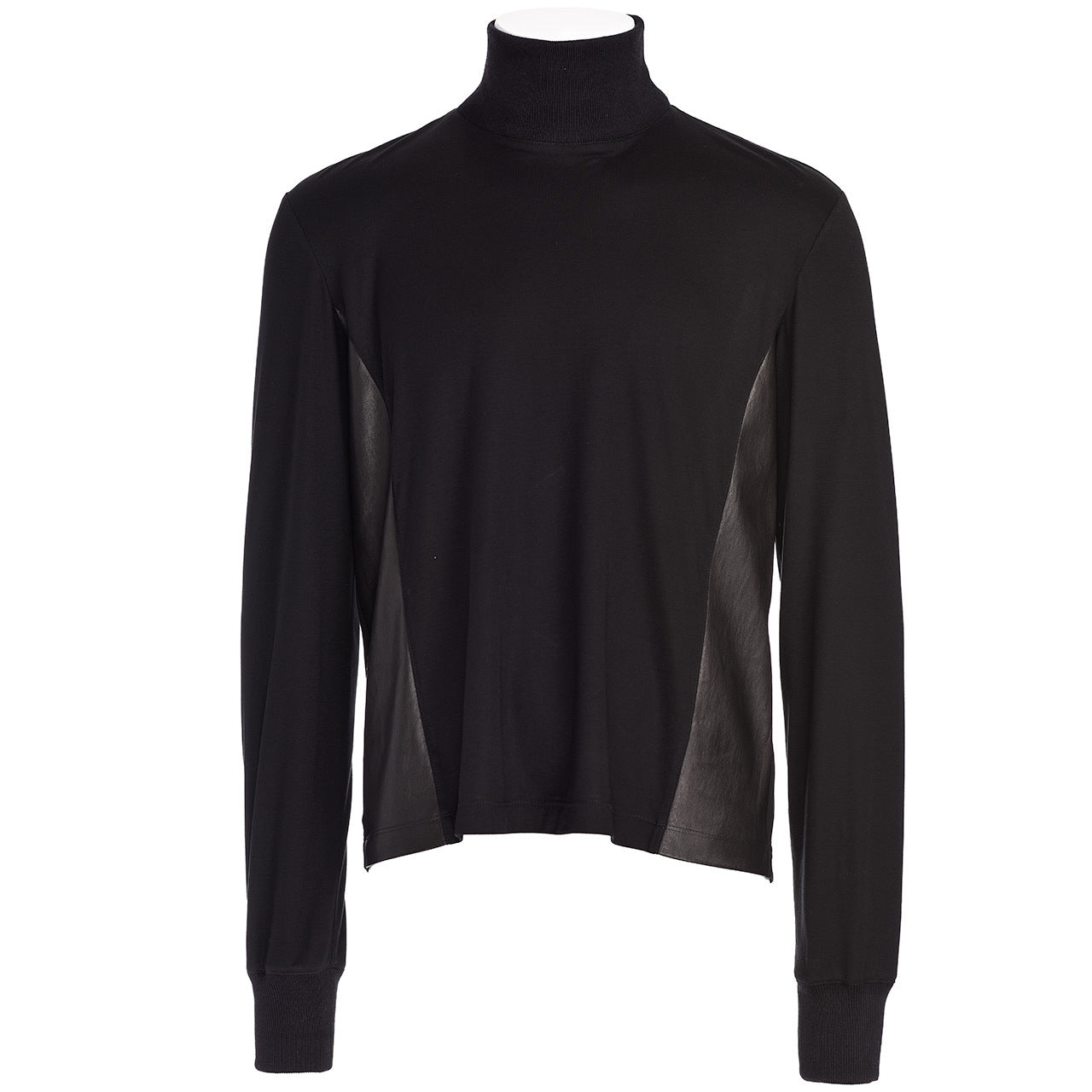 CONTRAST LEATHER WOOL SWEATER