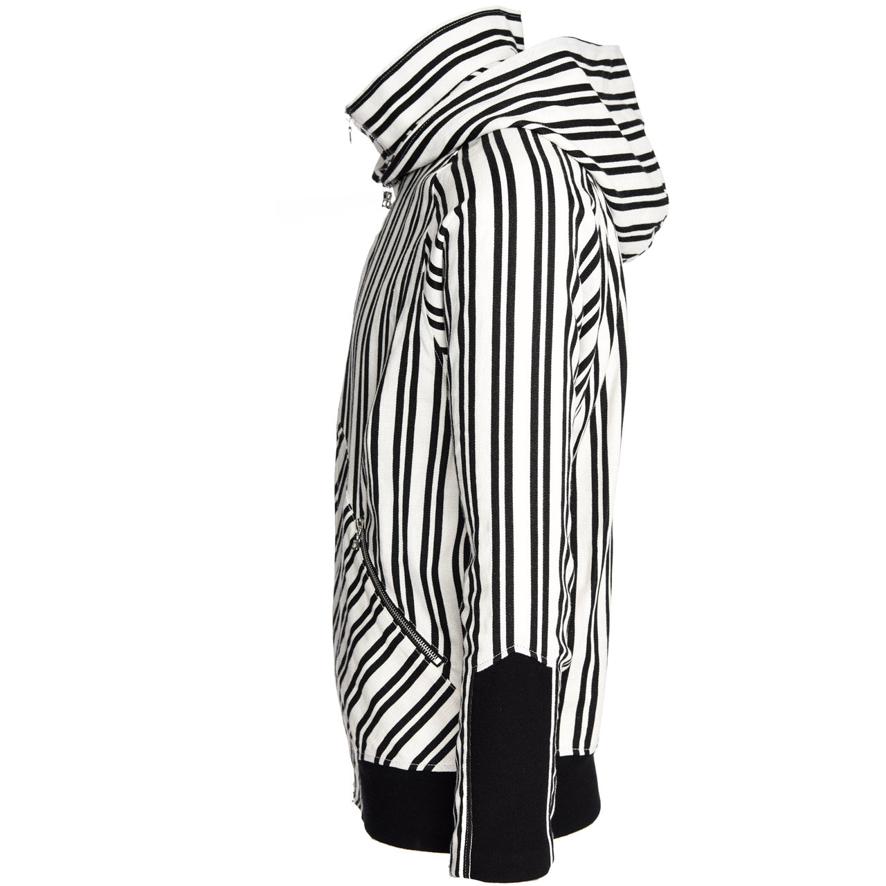 MOCK NECK STRIPED HOODIE